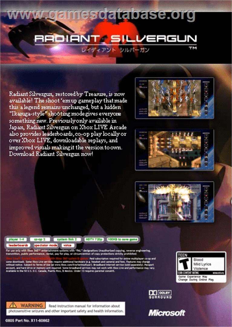 Radiant Silvergun - Microsoft Xbox 360 - Artwork - Box Back