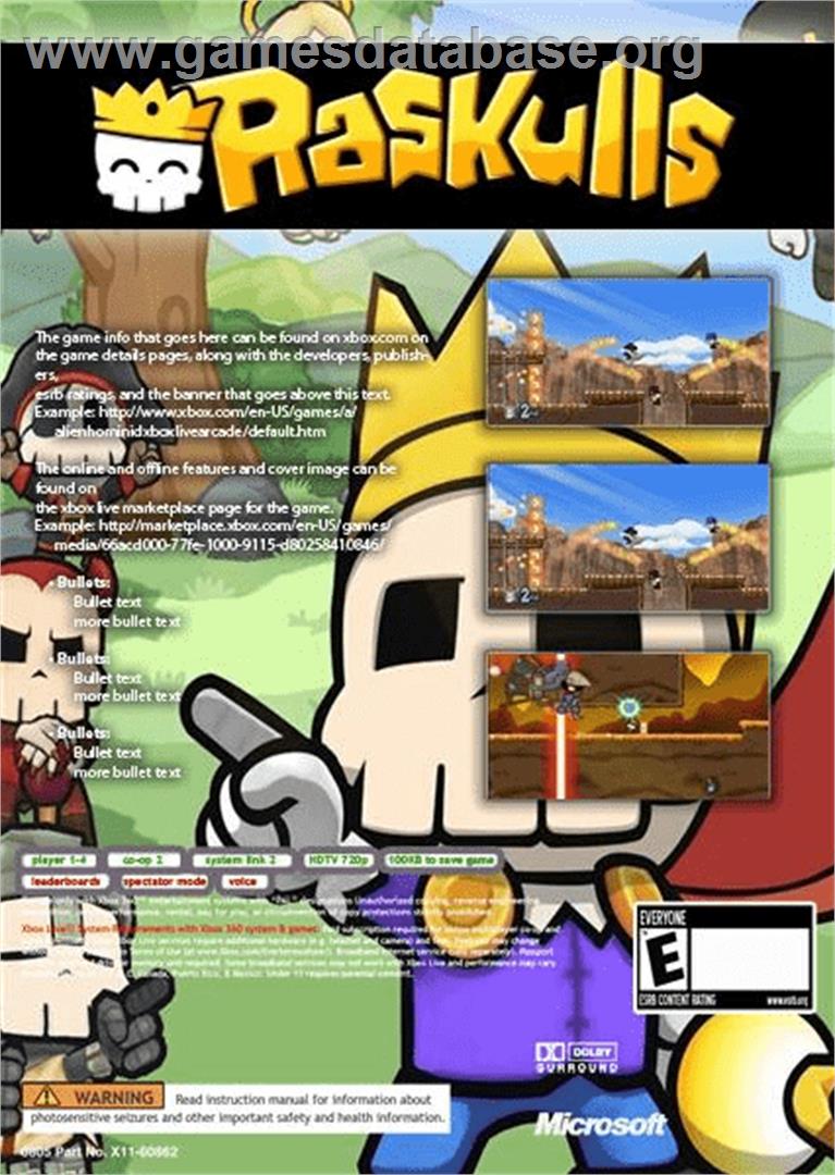 Raskulls - Microsoft Xbox 360 - Artwork - Box Back