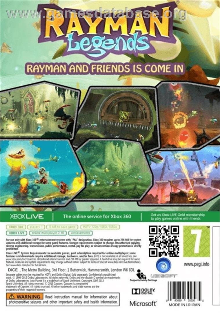 Rayman Legends - Microsoft Xbox 360 - Artwork - Box Back