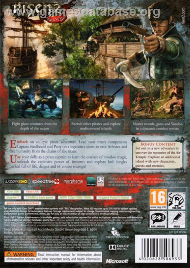 Risen 2: Dark Waters - Microsoft Xbox 360 - Artwork - Box Back