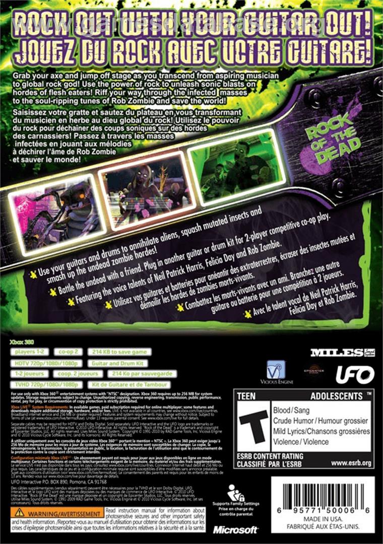 Rock of the Dead - Microsoft Xbox 360 - Artwork - Box Back