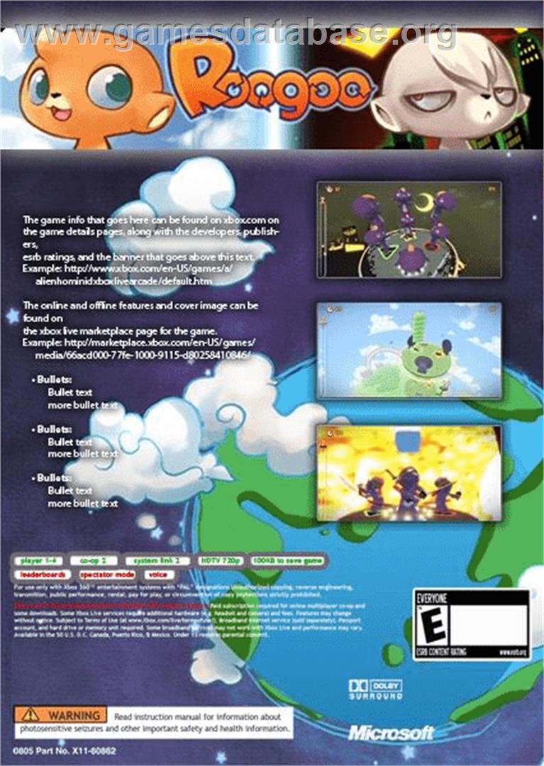 Roogoo - Microsoft Xbox 360 - Artwork - Box Back