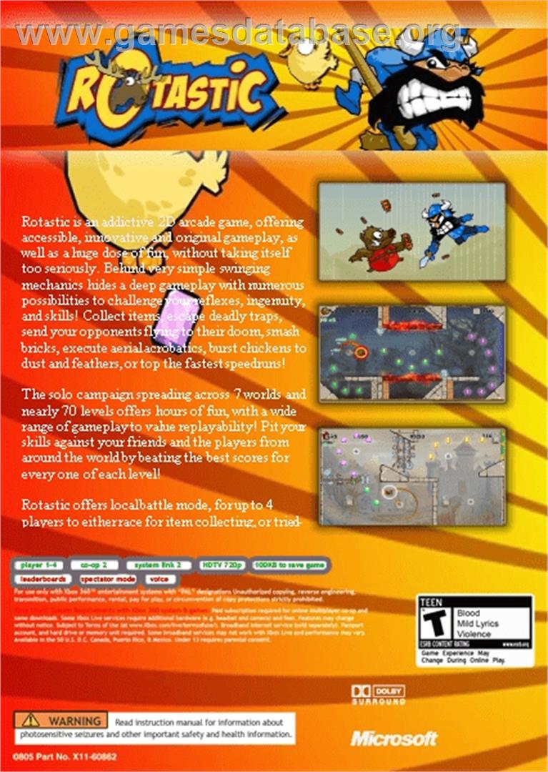 Rotastic - Microsoft Xbox 360 - Artwork - Box Back