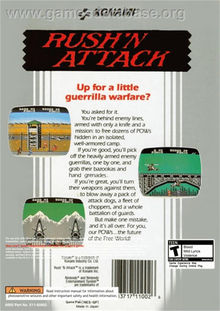 Rush'n Attack - Microsoft Xbox 360 - Artwork - Box Back