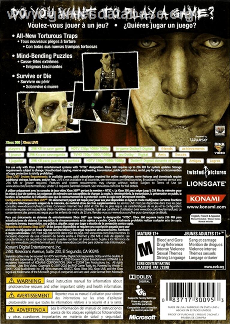 Saw 2 - Flesh And Blood - Microsoft Xbox 360 - Artwork - Box Back