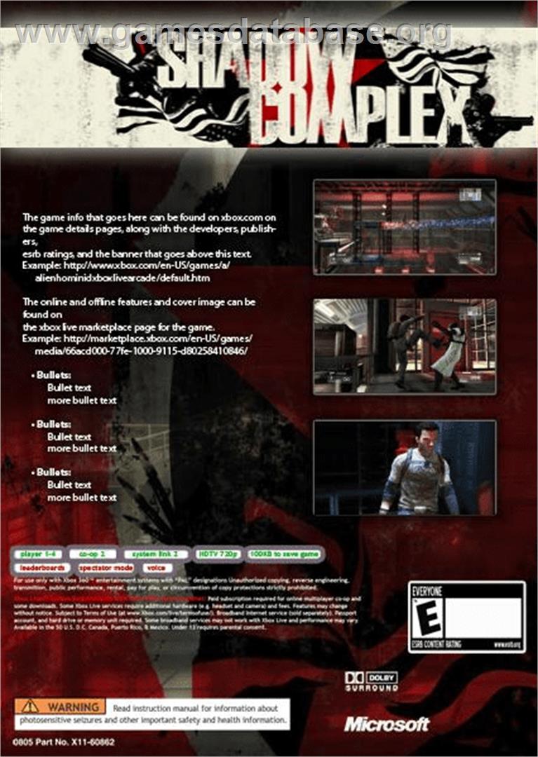 Shadow Complex - Microsoft Xbox 360 - Artwork - Box Back