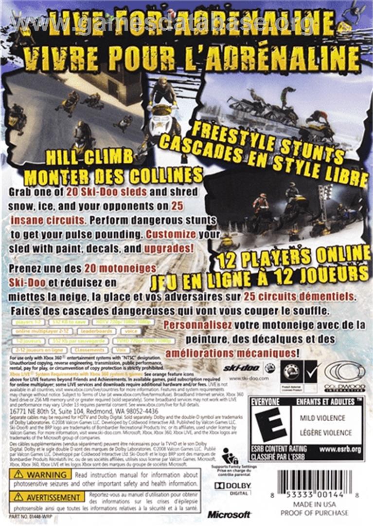 Ski-Doo Snowmobile Challenge - Microsoft Xbox 360 - Artwork - Box Back