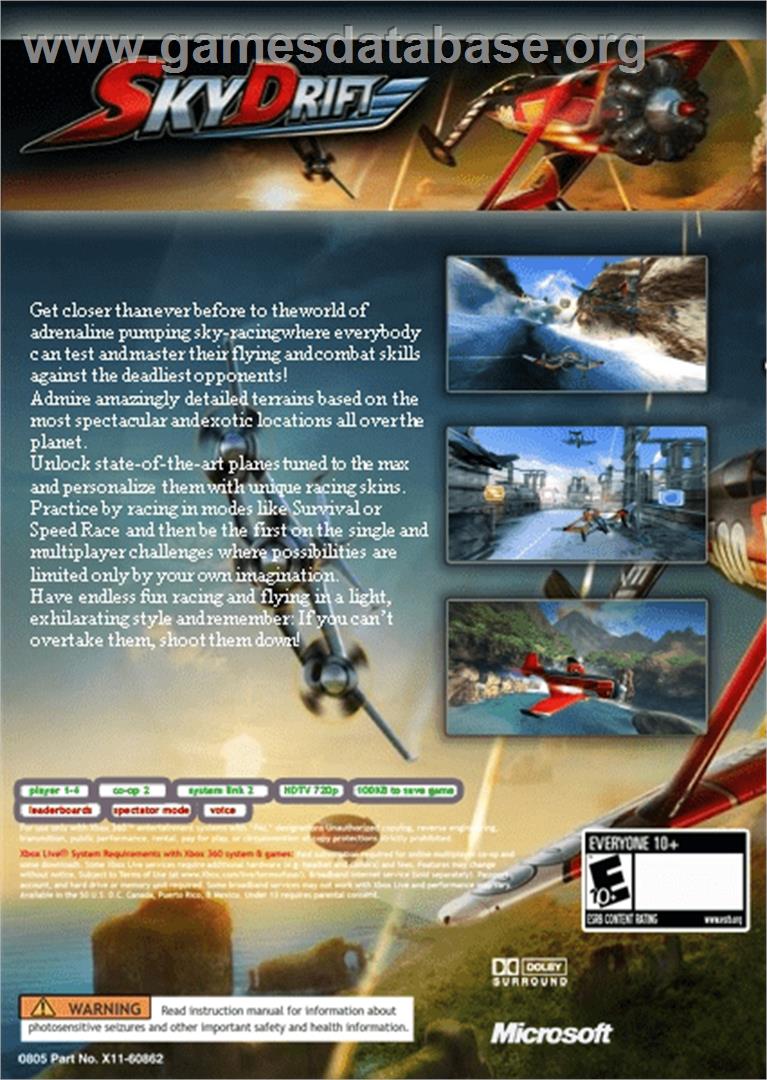 Skydrift - Microsoft Xbox 360 - Artwork - Box Back