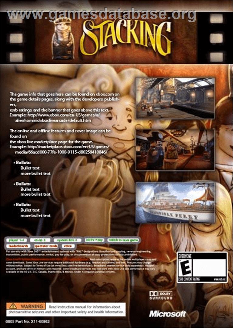 Stacking - Microsoft Xbox 360 - Artwork - Box Back