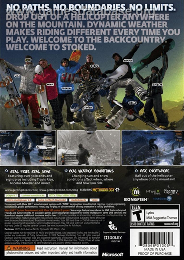 Stoked: Big Air Ed. - Microsoft Xbox 360 - Artwork - Box Back