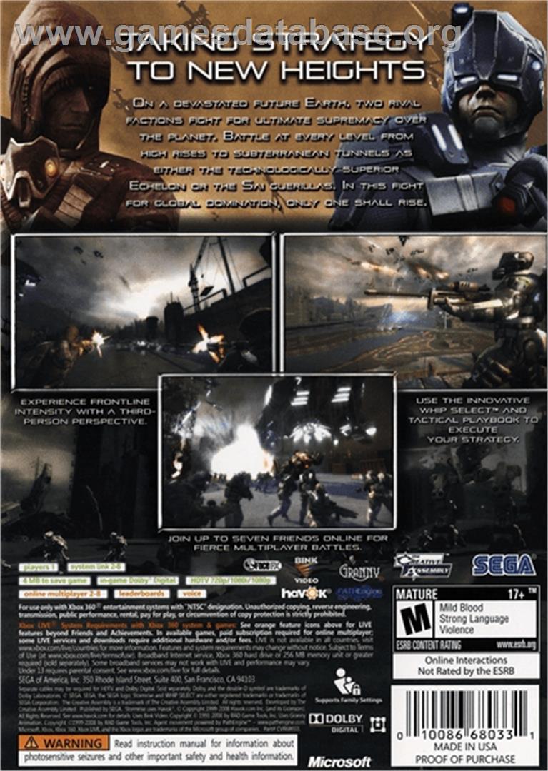 Stormrise - Microsoft Xbox 360 - Artwork - Box Back