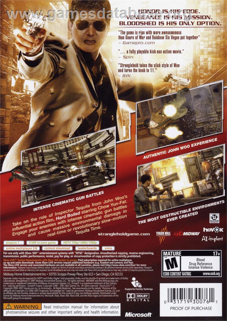 Stranglehold - Microsoft Xbox 360 - Artwork - Box Back