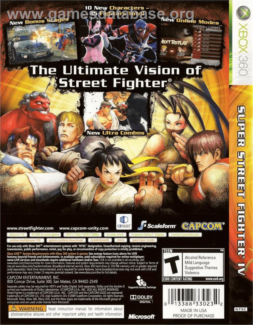 Super Street Fighter 4 - Microsoft Xbox 360 - Artwork - Box Back