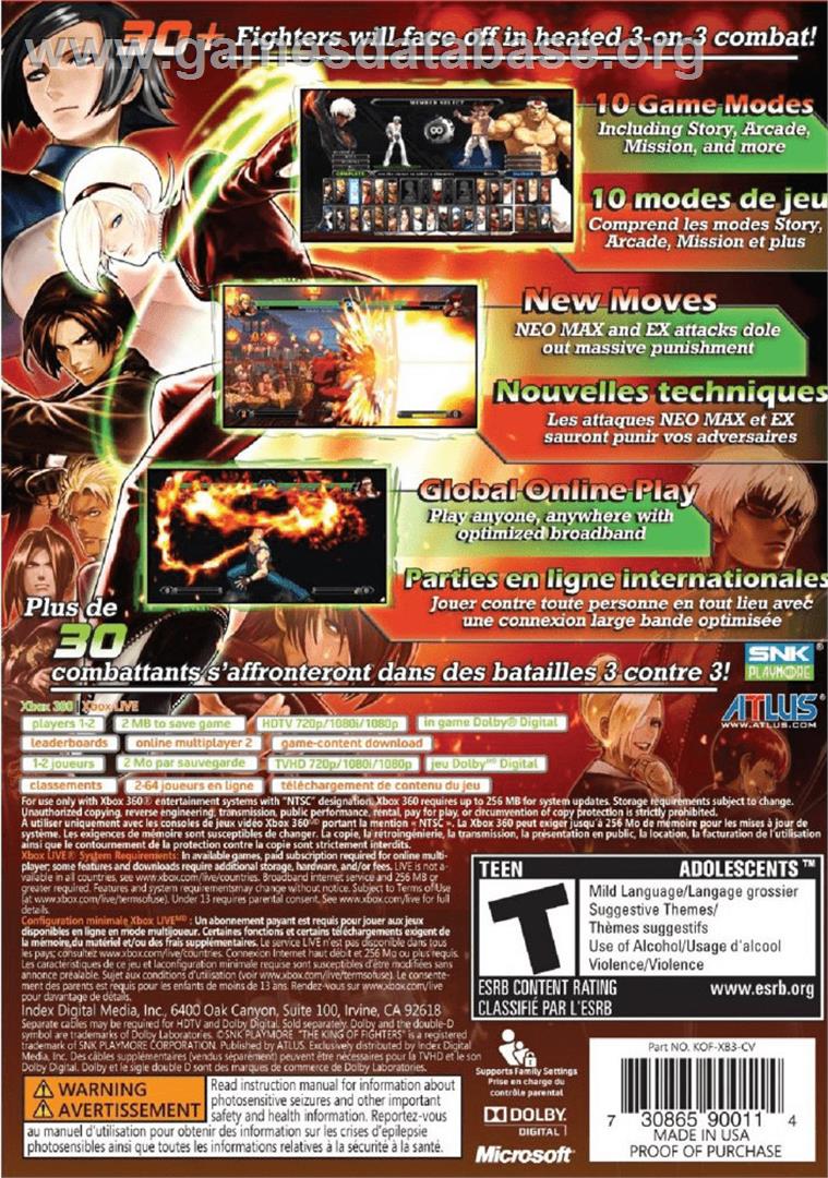 THE KING OF FIGHTERS XIII - Microsoft Xbox 360 - Artwork - Box Back