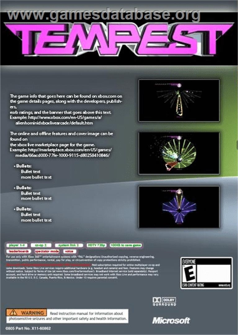 Tempest - Microsoft Xbox 360 - Artwork - Box Back