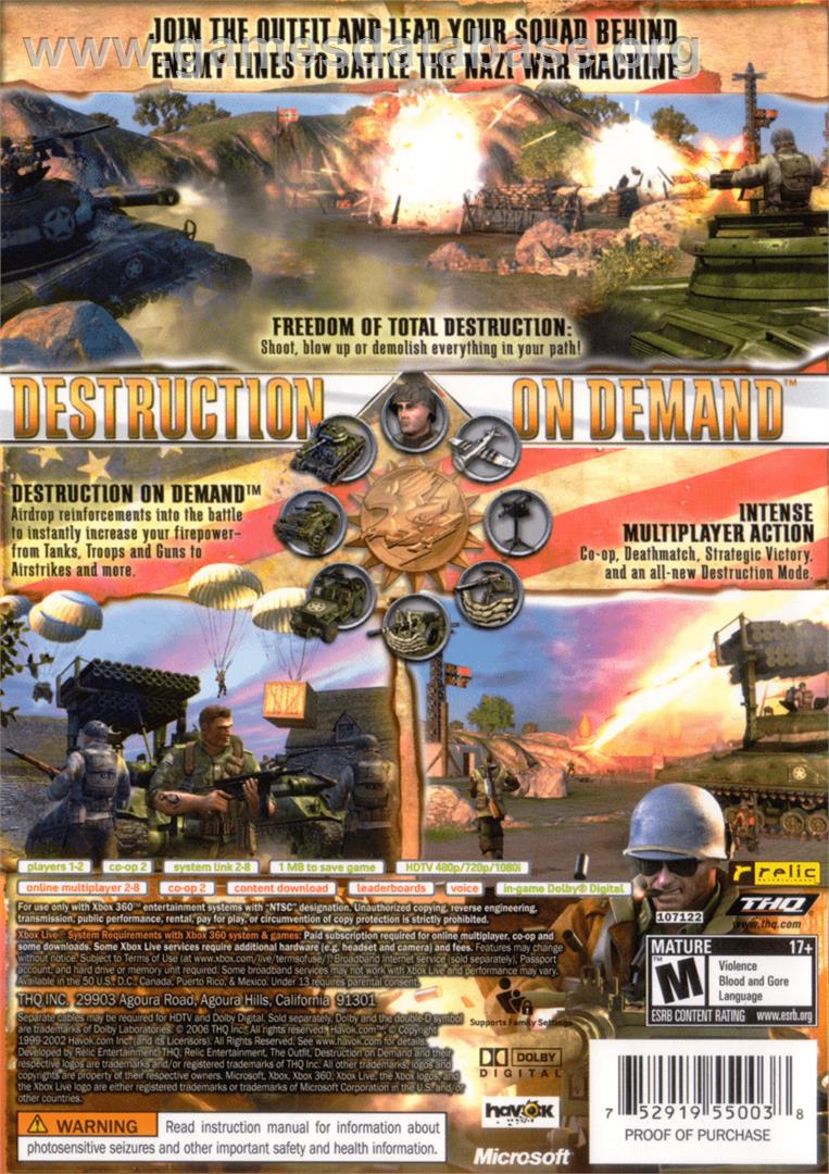 The Outfit - Microsoft Xbox 360 - Artwork - Box Back