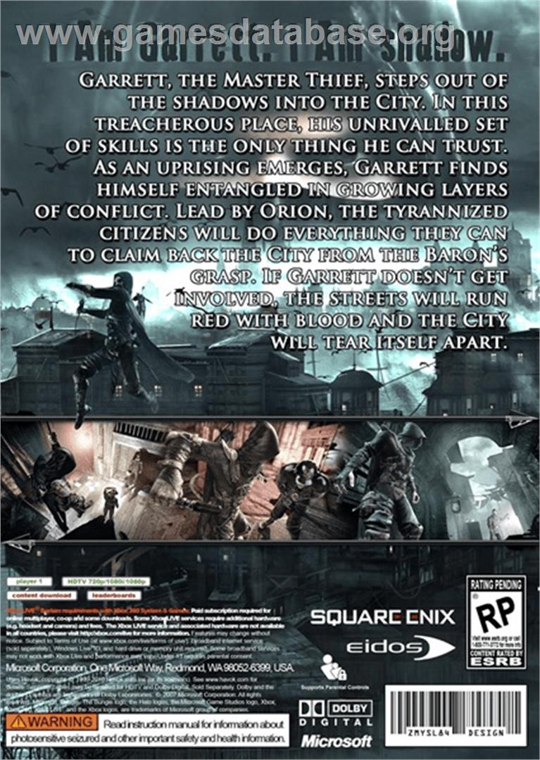 Thief - Microsoft Xbox 360 - Artwork - Box Back