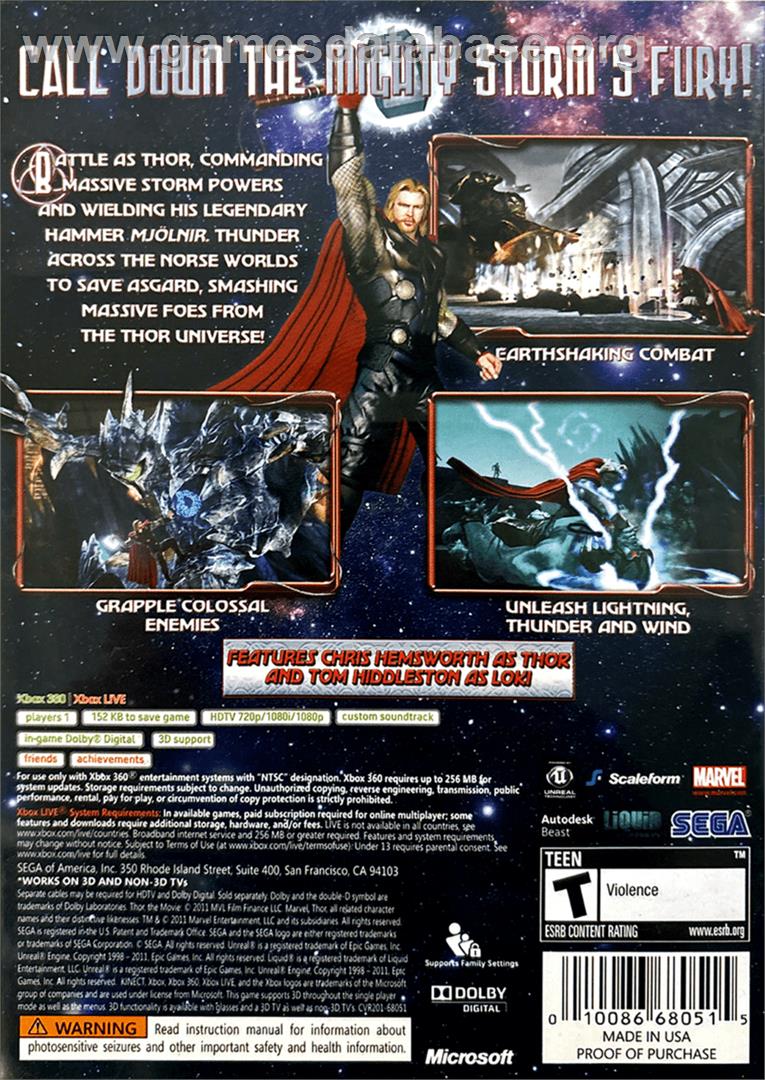 Thor: God of Thunder - Microsoft Xbox 360 - Artwork - Box Back