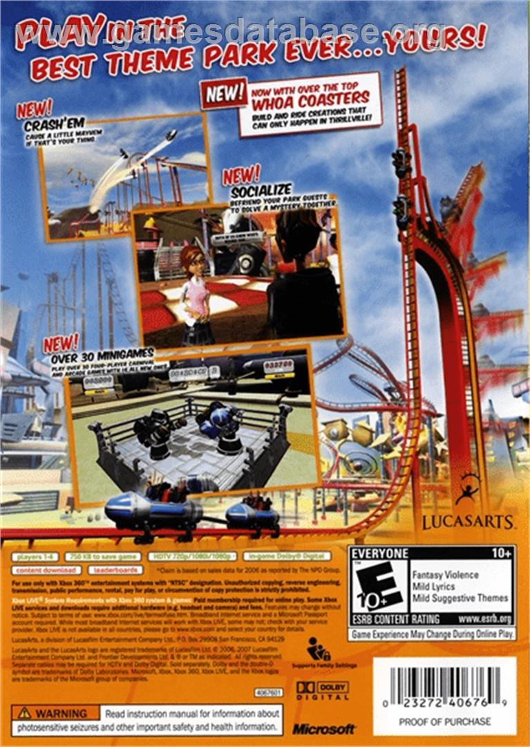 Thrillville - Off the Rails - Microsoft Xbox 360 - Artwork - Box Back