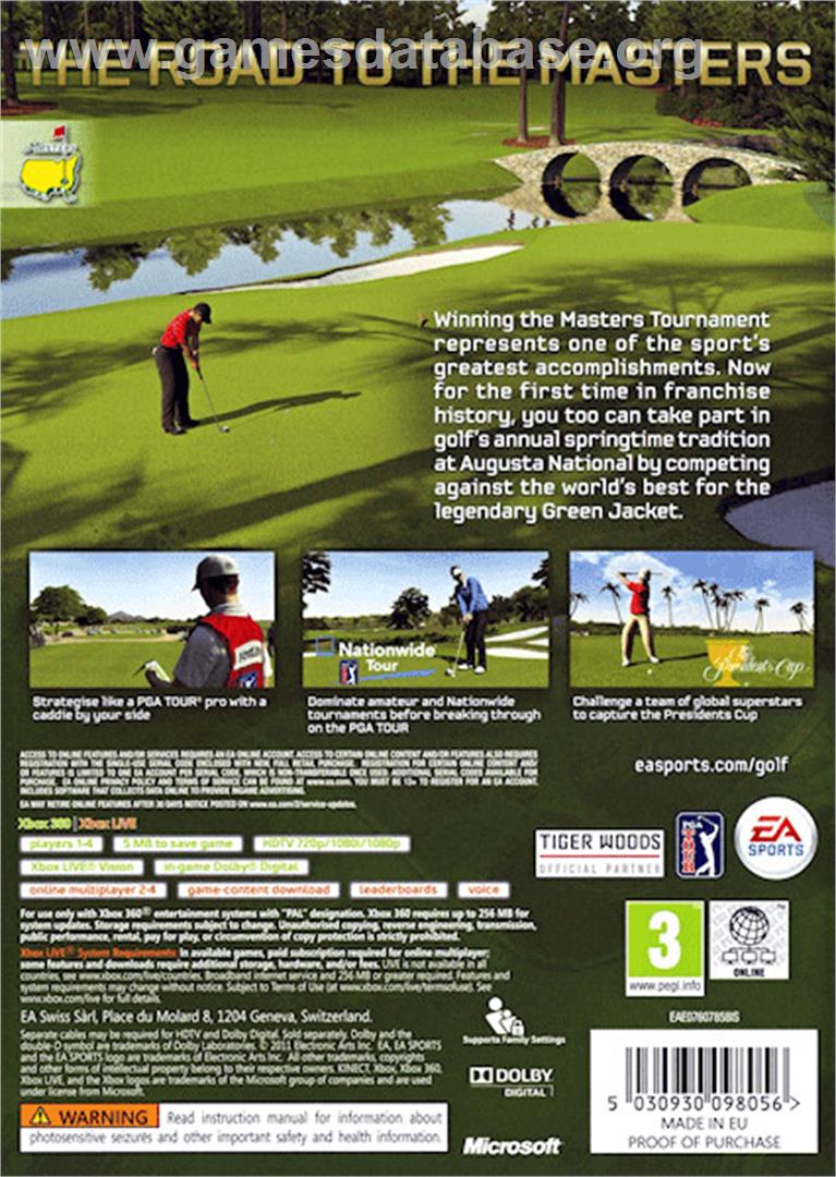 Tiger Woods Pga Tour 12 - The Masters - Microsoft Xbox 360 - Artwork - Box Back