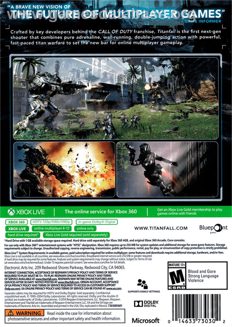 Titanfall - Microsoft Xbox 360 - Artwork - Box Back