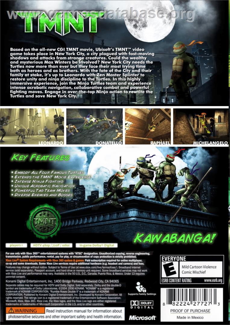 Tmnt - Les Tortues Ninja - Microsoft Xbox 360 - Artwork - Box Back