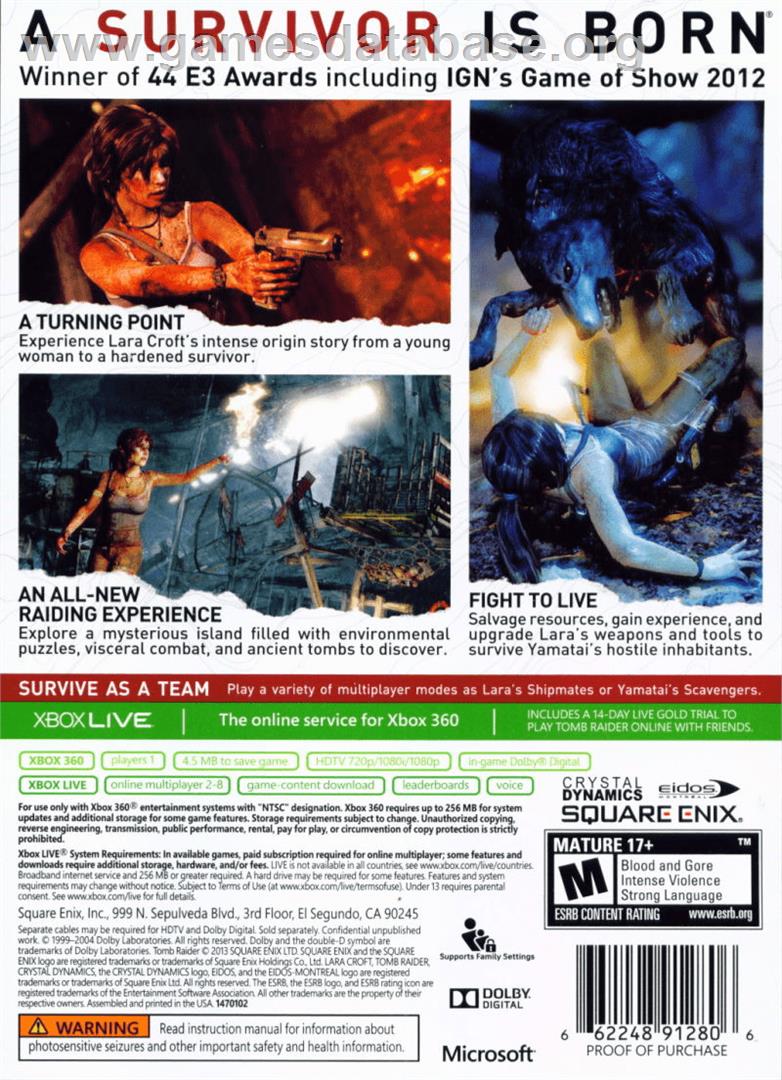 Tomb Raider:Legend - Microsoft Xbox 360 - Artwork - Box Back