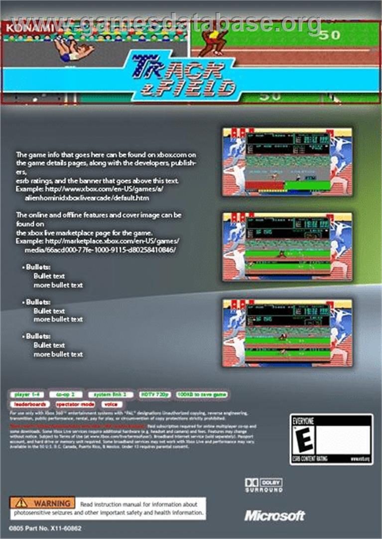 Track And Field - Microsoft Xbox 360 - Artwork - Box Back