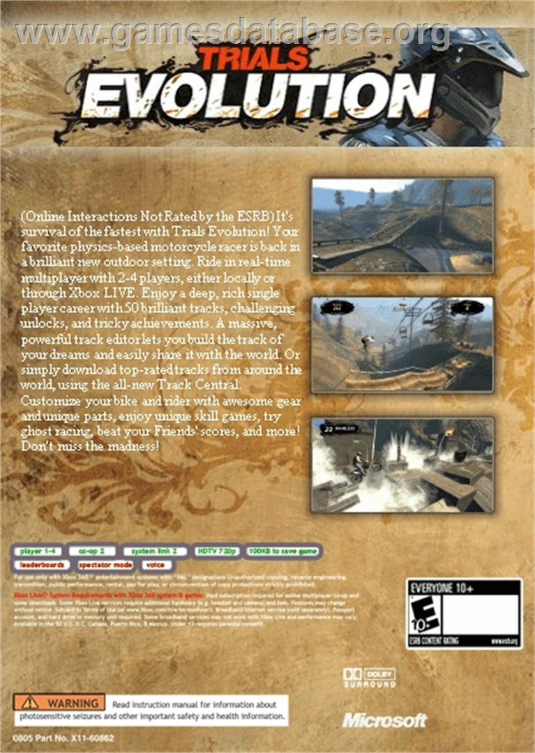 Trials Evolution - Microsoft Xbox 360 - Artwork - Box Back