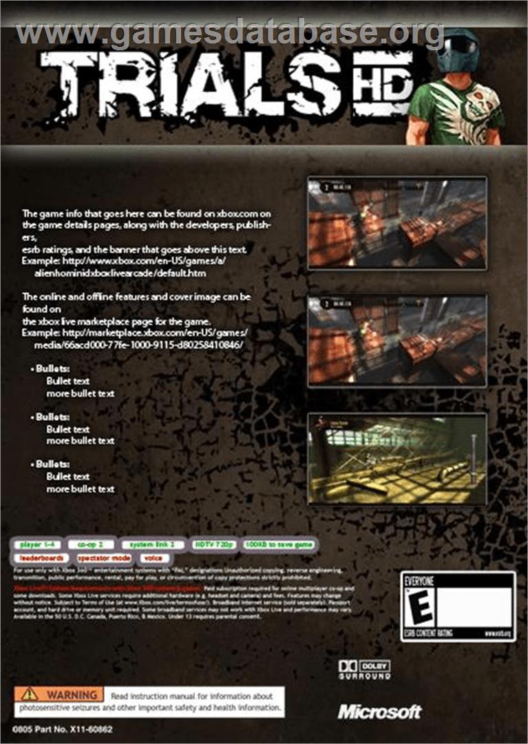 Trials Hd - Microsoft Xbox 360 - Artwork - Box Back