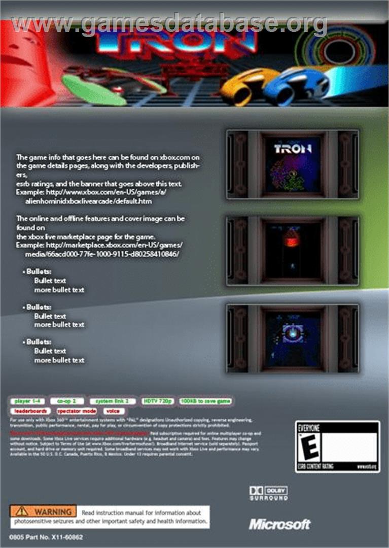Tron - Microsoft Xbox 360 - Artwork - Box Back