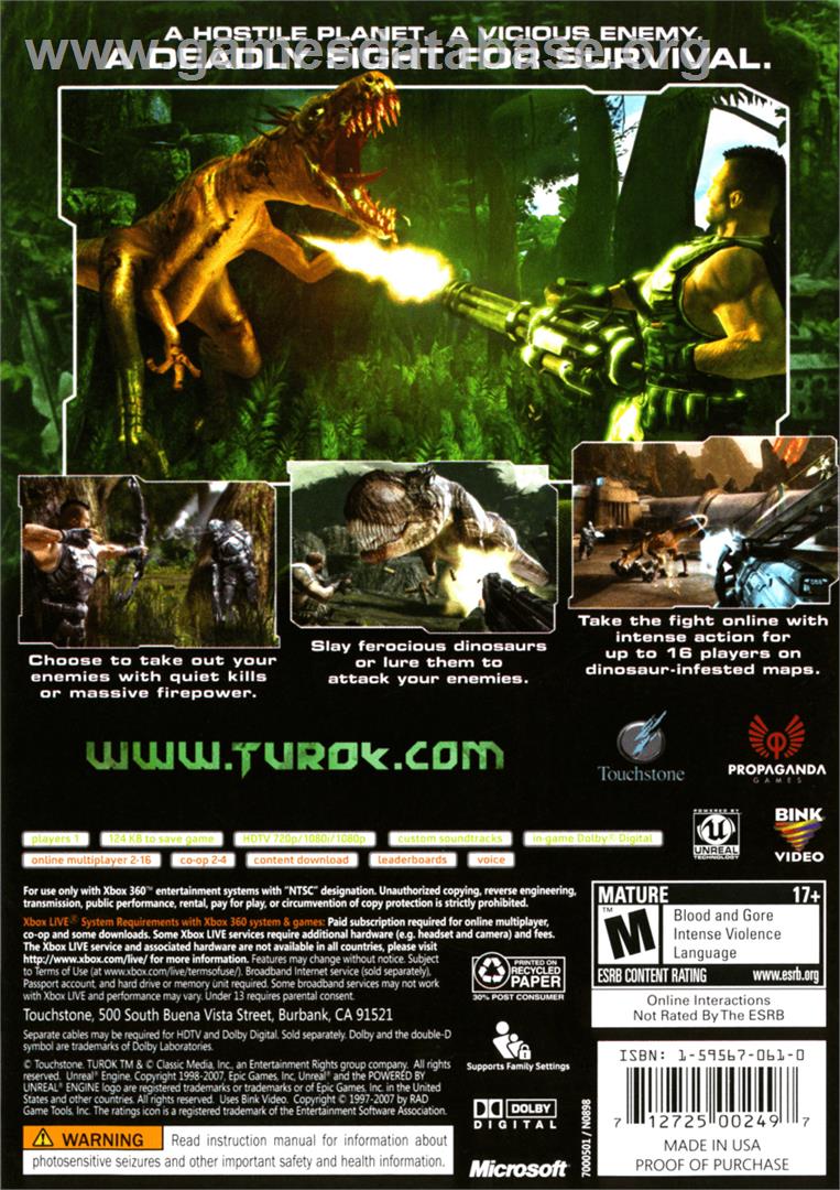 Turok - Microsoft Xbox 360 - Artwork - Box Back