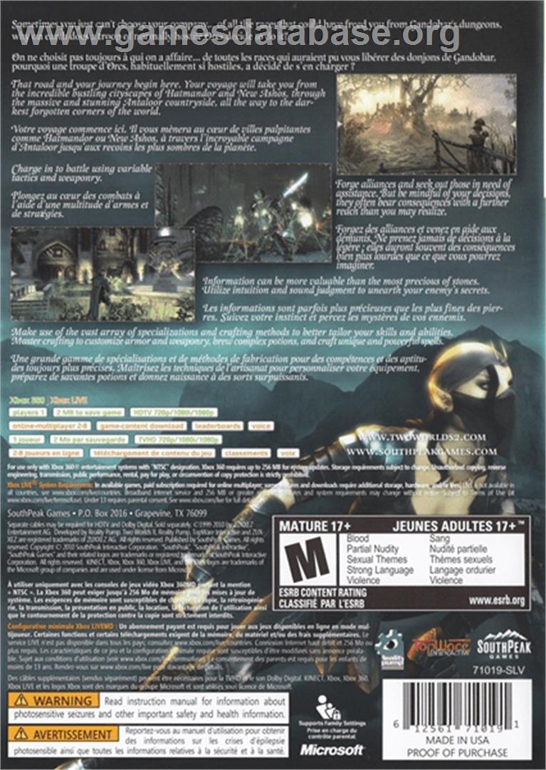 Two Worlds II - Microsoft Xbox 360 - Artwork - Box Back