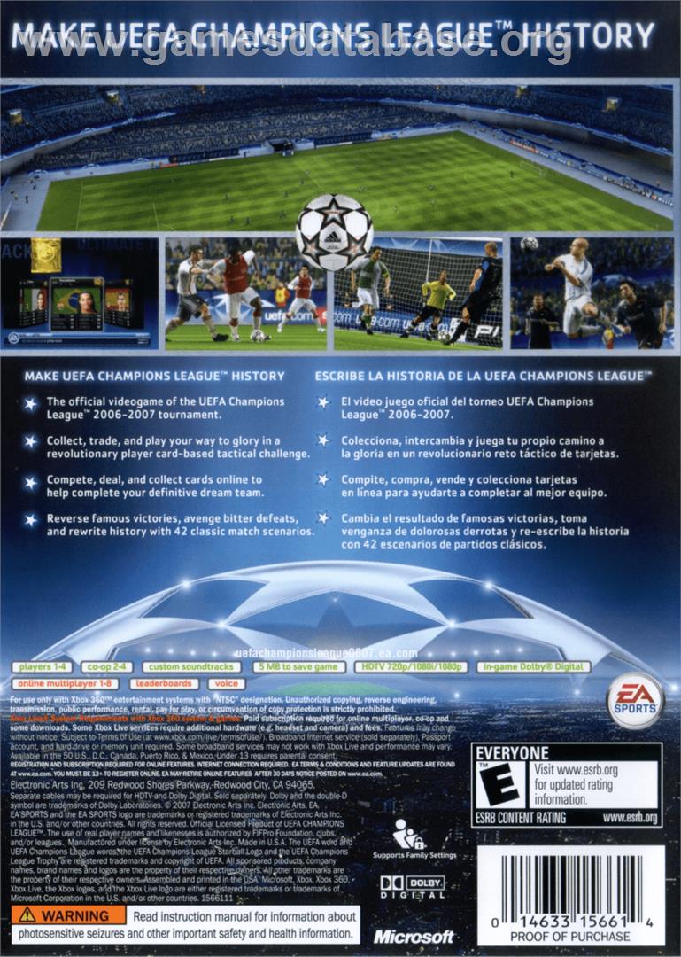 Uefa Champions League 2006-2007 - Microsoft Xbox 360 - Artwork - Box Back