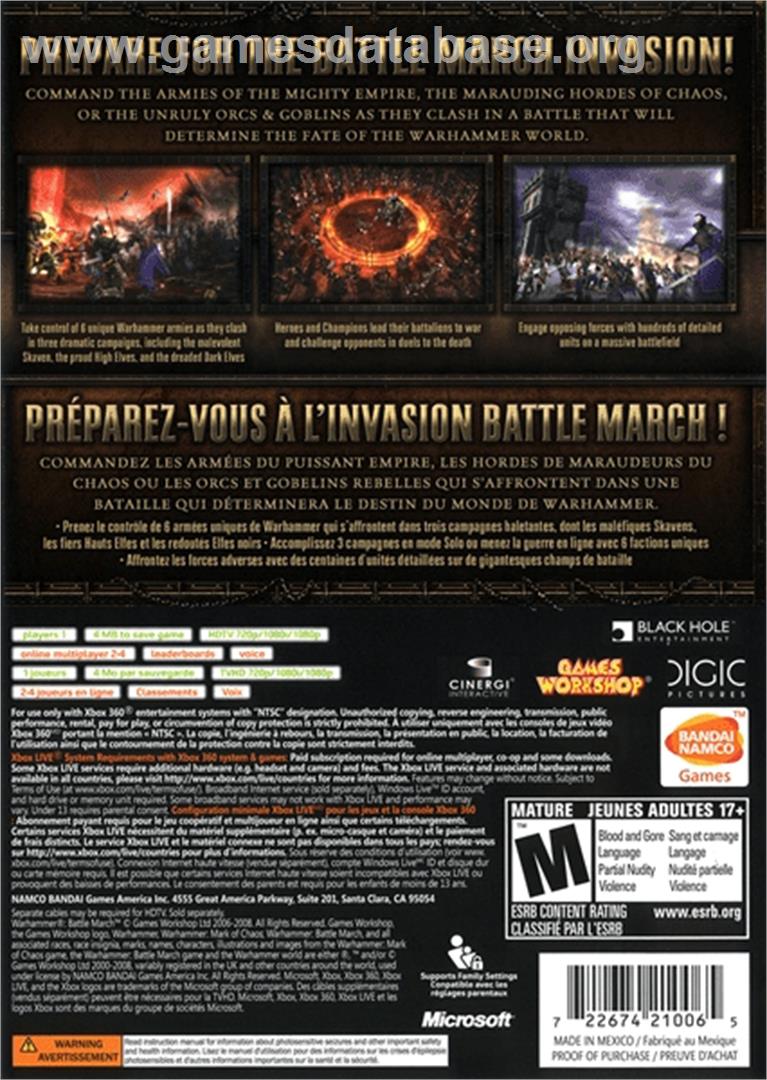 Warhammer - Battle March - Microsoft Xbox 360 - Artwork - Box Back