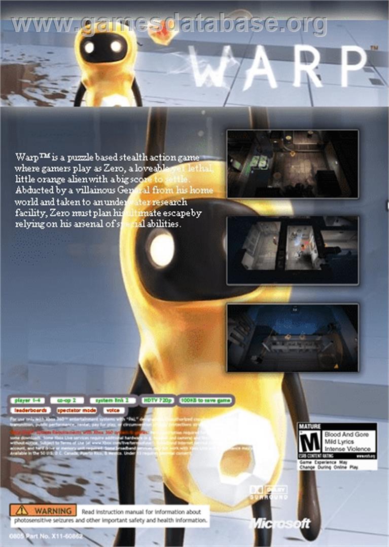 Warp - Microsoft Xbox 360 - Artwork - Box Back