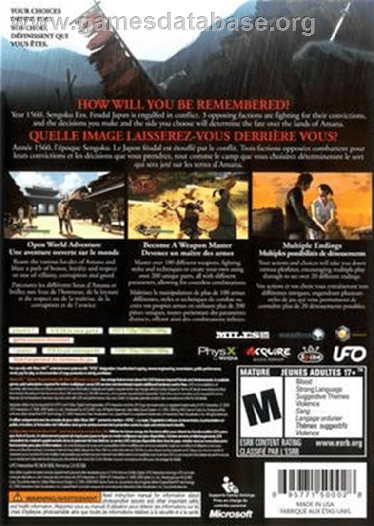 Way of the Samurai 3 - Microsoft Xbox 360 - Artwork - Box Back