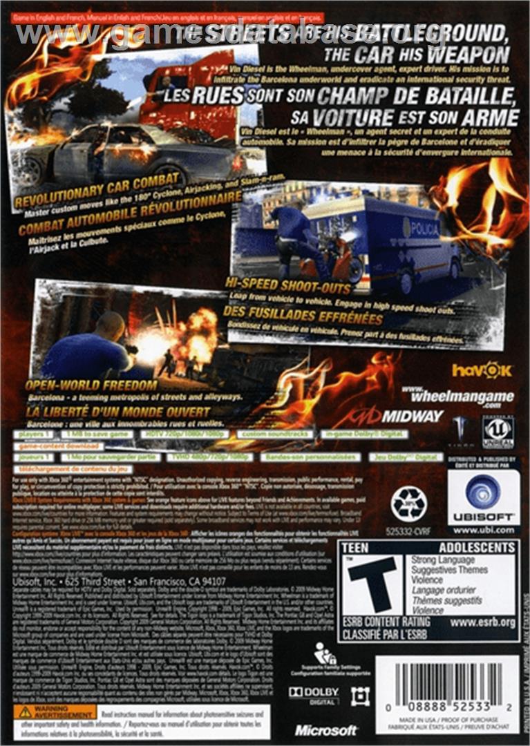 Wheelman - Microsoft Xbox 360 - Artwork - Box Back