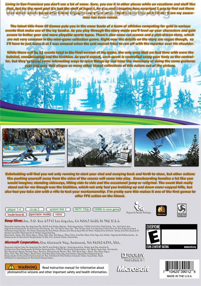 Winter Stars - Microsoft Xbox 360 - Artwork - Box Back