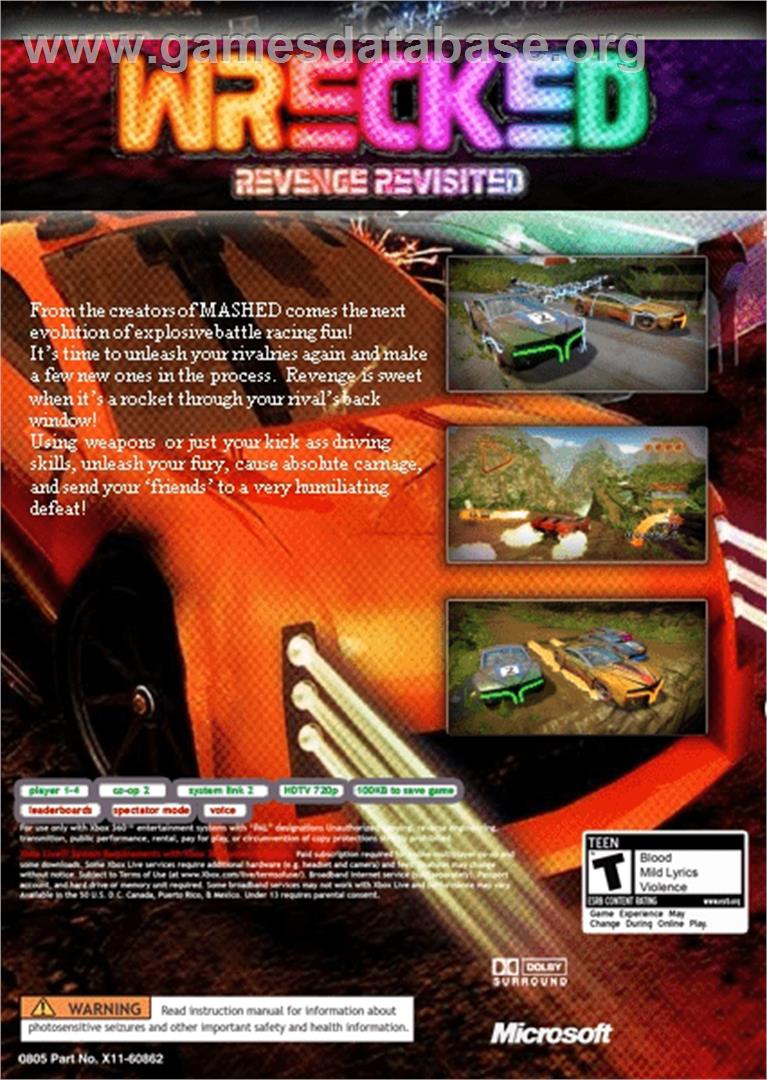 Wrecked - Revenge Revisited - Microsoft Xbox 360 - Artwork - Box Back