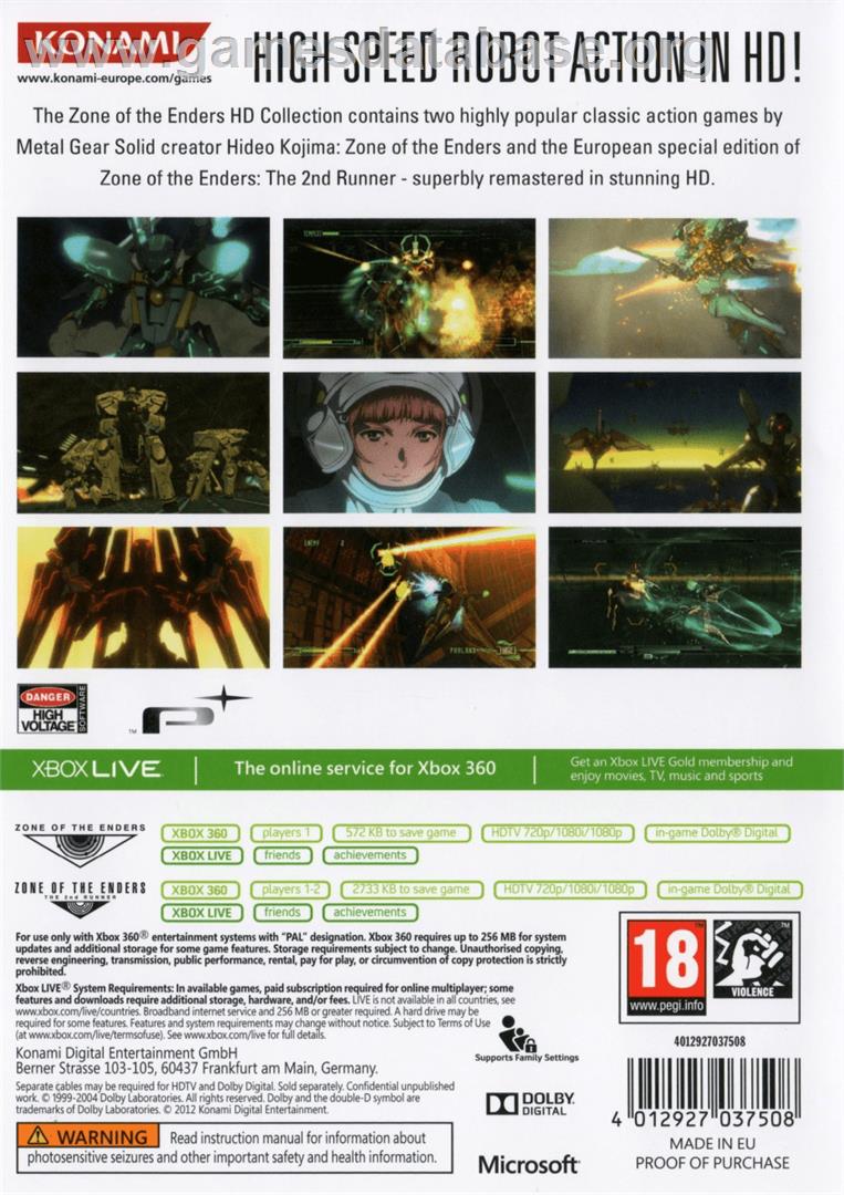 Zone Of The Enders Hd Collection - Microsoft Xbox 360 - Artwork - Box Back