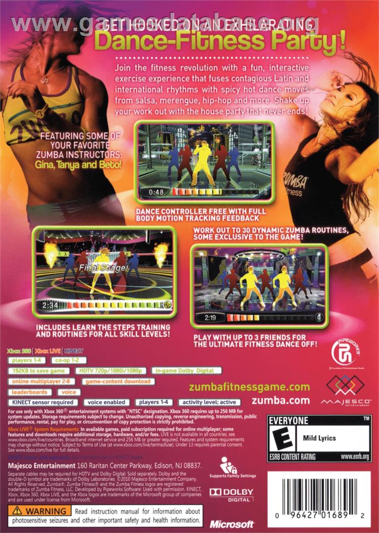 Zumba Fitness: Rush - Microsoft Xbox 360 - Artwork - Box Back