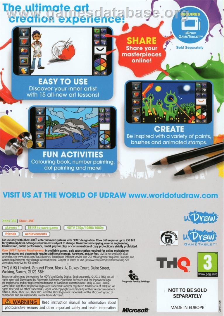 uDraw Studio: Instant Artist - Microsoft Xbox 360 - Artwork - Box Back
