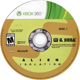 Cartridge artwork for Alien - Isolation on the Microsoft Xbox 360.