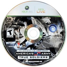 Cartridge artwork for America's Army - True Soldiers on the Microsoft Xbox 360.