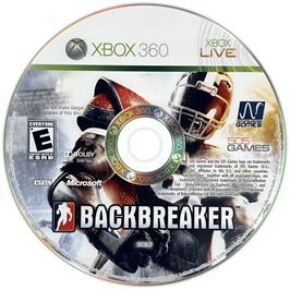 Cartridge artwork for Backbreaker on the Microsoft Xbox 360.
