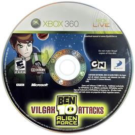 Cartridge artwork for Ben 10 - Alien Force - Vilgax Attacks on the Microsoft Xbox 360.