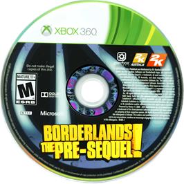 Cartridge artwork for Borderlands The Pre-sequel ! on the Microsoft Xbox 360.