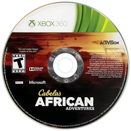 Cartridge artwork for Cabela's African Adventures on the Microsoft Xbox 360.