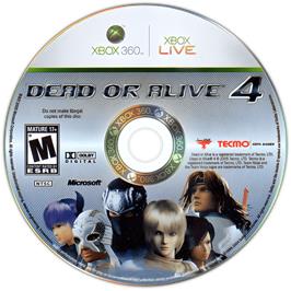 Cartridge artwork for Dead Or Alive 4 on the Microsoft Xbox 360.
